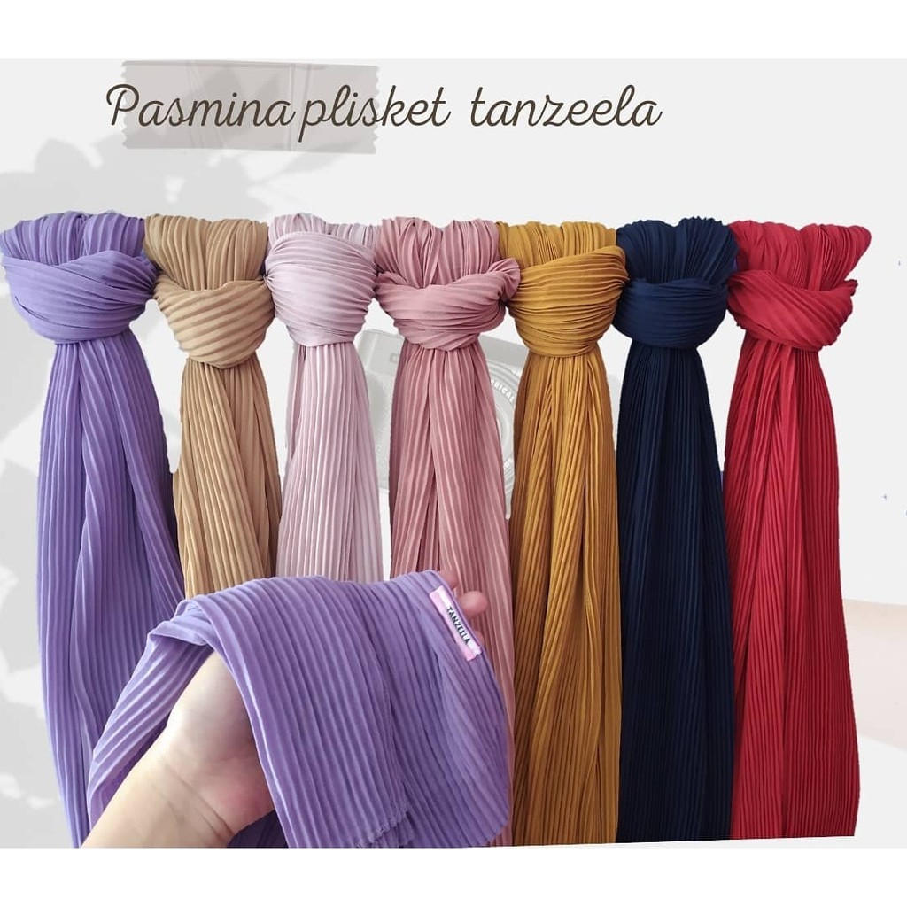 Pasmina plisket lidi full premium tanpa garis tengah