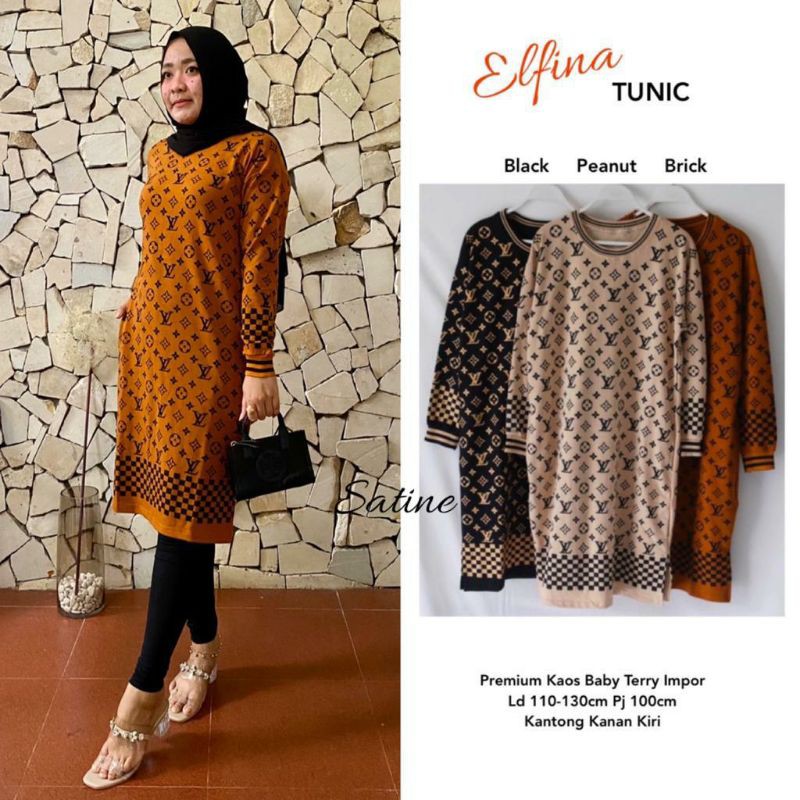 Tunik import | Tunik motif | Elfina tunic by satine | Kaos Tunik import