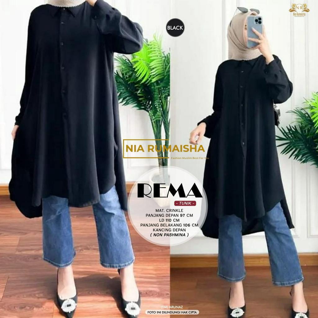 Rema Tunik Atasan Crinkle Airflow Kancing Depan Original Produk By Nia Rumaisha