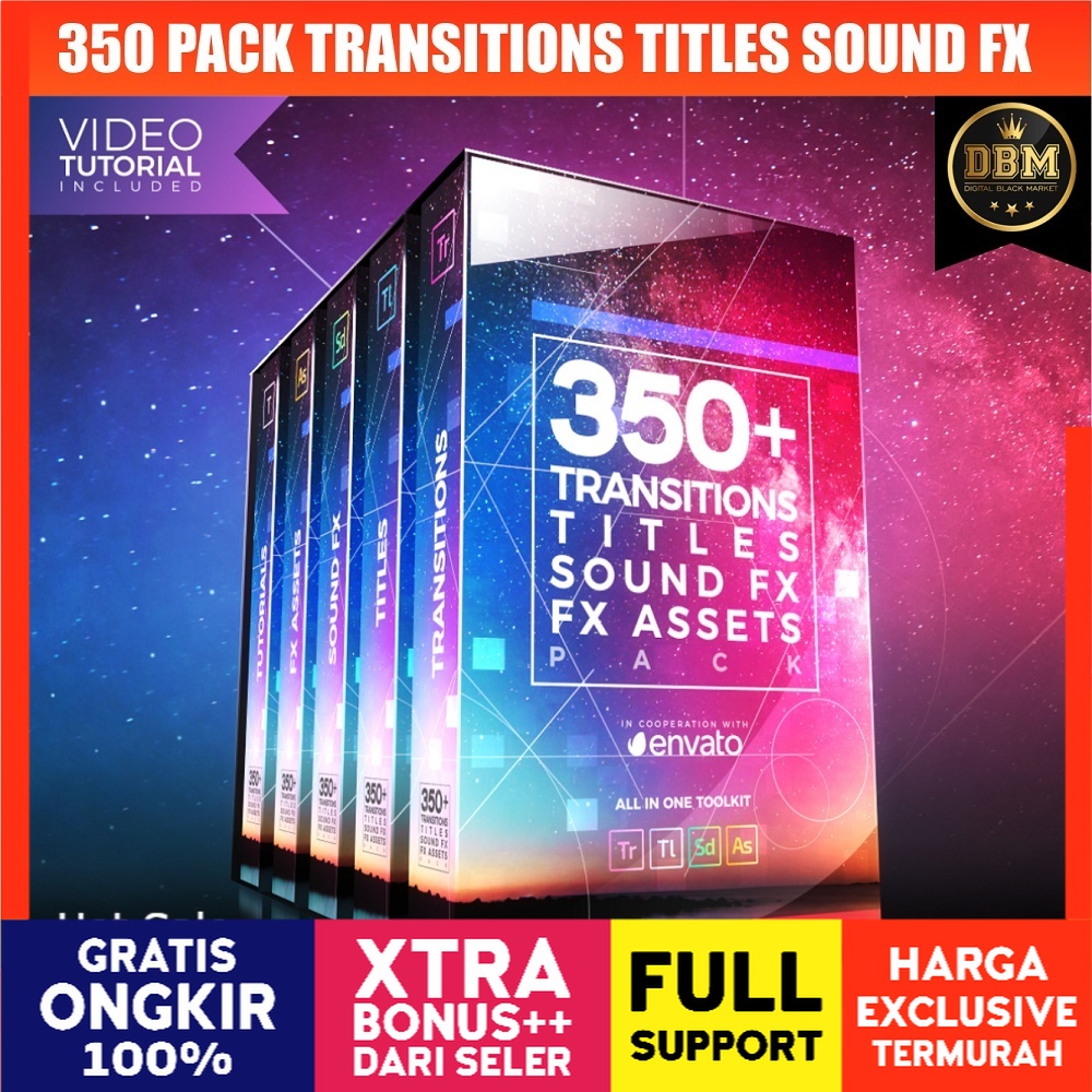 350 Pack Transitions Titles Sound FX - Premiere Pro Project Files