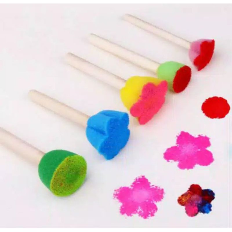 

(gratis cat)DOTTY SPONGE BRUSH SET 5 kuas lukis anak dotty flower 5 bentuk