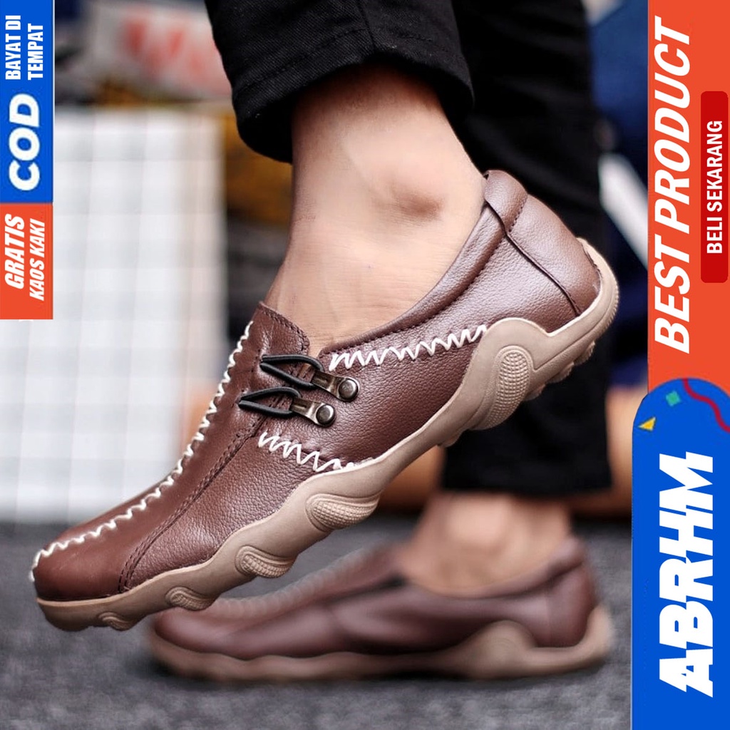 Abrhm Knit - Sepatu Formal Pria Pantofel Kulit Asli