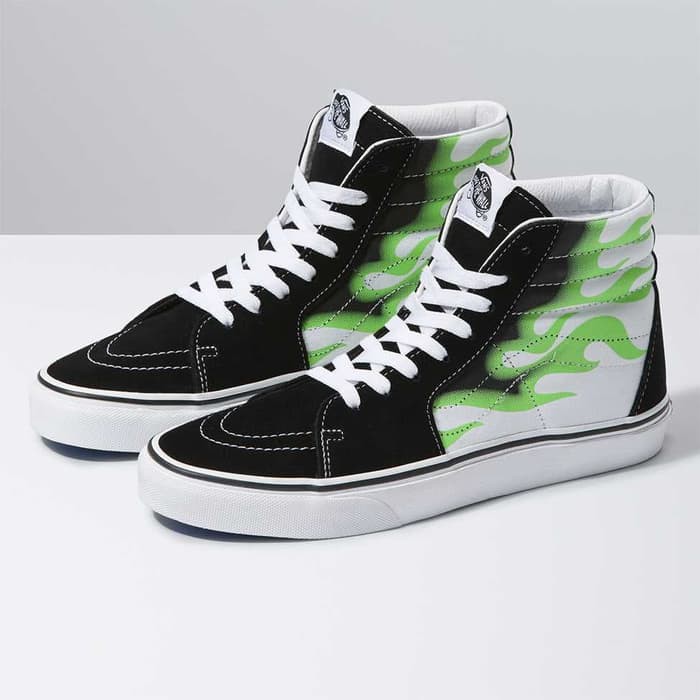 SEPATU VANS SK8-HI FLAME BLACK/TRUE WHITE ORIGINAL