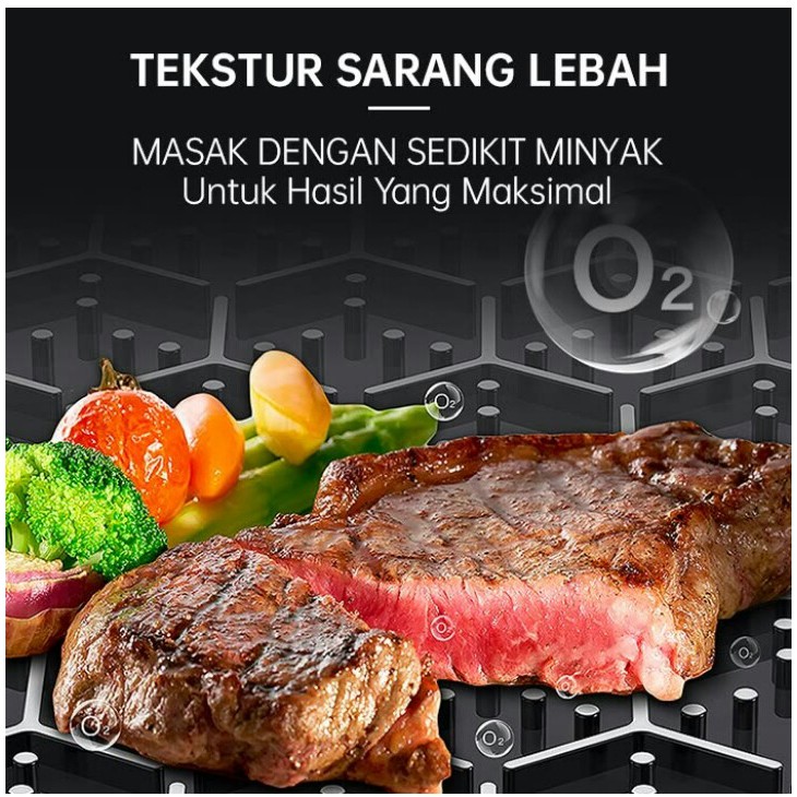 GM Bear Wajan Frypan Stainless Steel Premium Deluxe 1242- 32 cm Teflon Sarang Tawon Sangat Tebal