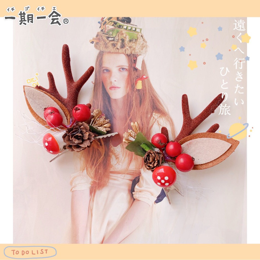 jepit rambut bentuk tanduk rusa natal gaya korea handmade jepit rambut bentuk tanduk rusa natal gaya korea handmade
