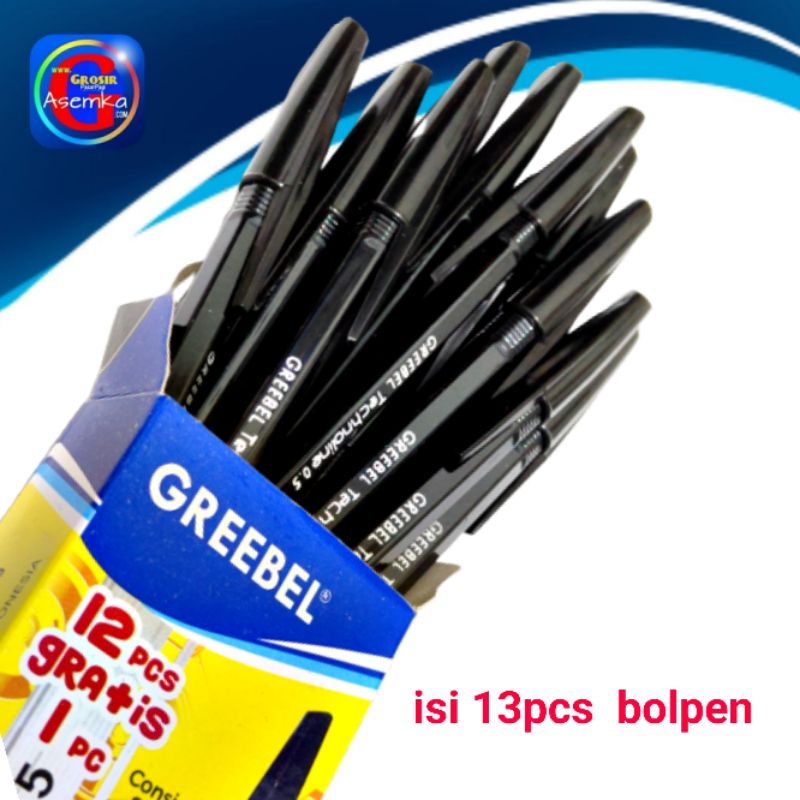 Pulpen/Ballpoint//Bolpen/Pen Technoline 0.5 Greebel isi 12 + 1pcs