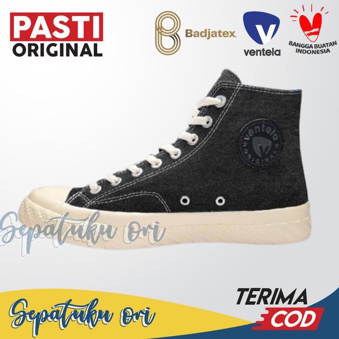 Sepatu VENTELA x BADJATEX BTS 80 High Denim Black Denim Original