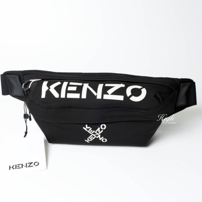TAS SELEMPANG Kenzo Combo Logo Waist Bag Black 100% Authentic TAS PRIA SELEMPANG SEKOLAH ORIGINAL KECIL RANSEL TAS PUNGGUNG KULIT ANTI AIR KEREN DISTRO K7E8