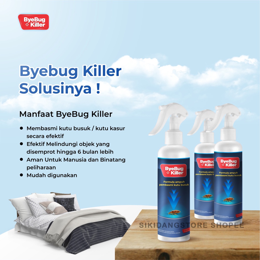 ByeBugKiller Pembasmi Kutu Kasur, Kutu Busuk, Tungau Siap Pakai Bahan Alami