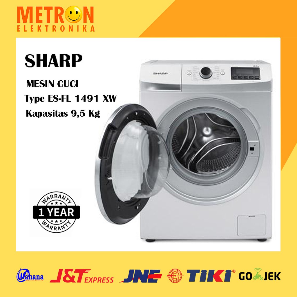 SHARP ES FL 1491 XW / MESIN CUCI FRONT LOADING 9.5 KG / ESFL1491XW