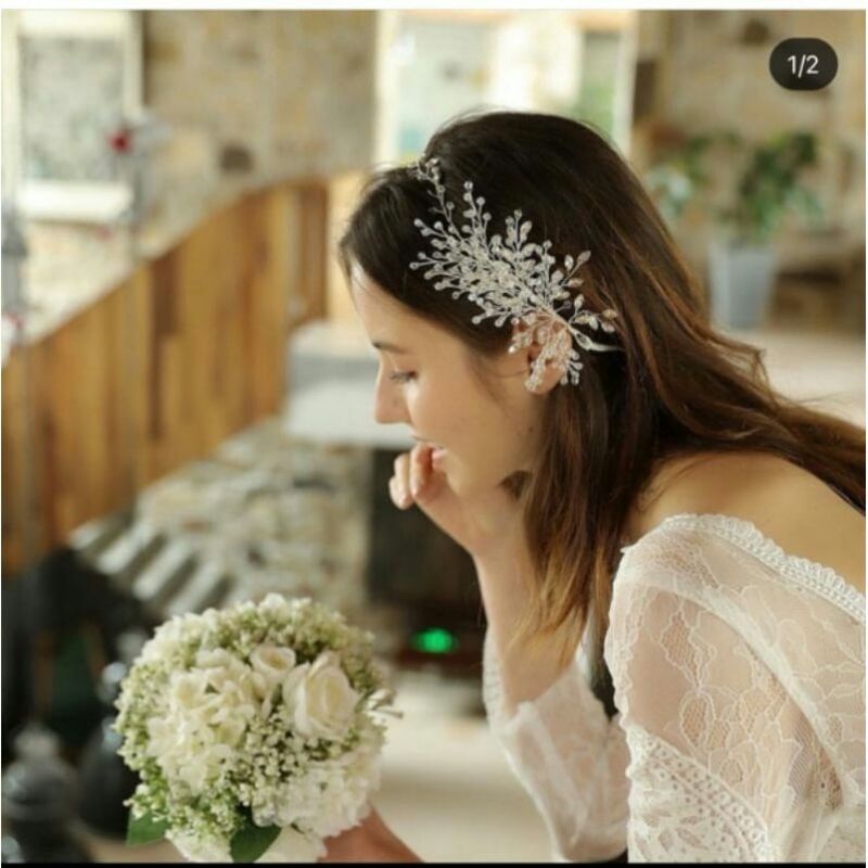 headpiece wedding handmade full crystal bando pengantin hijab