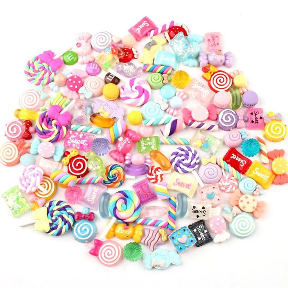 Lanfy slime charms Kartun 30 /60 /90Pcs Untuk Jepit Rambut Gantungan Kunci croc Aksesoris kawaii Permen Pesona scrapbooking Perlengkapan