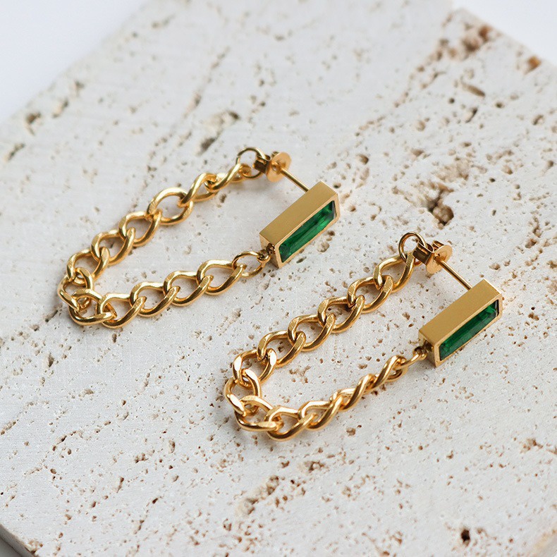 Gelang Kalung Dan Anting 18k Gold Emerald Untuk Wanita