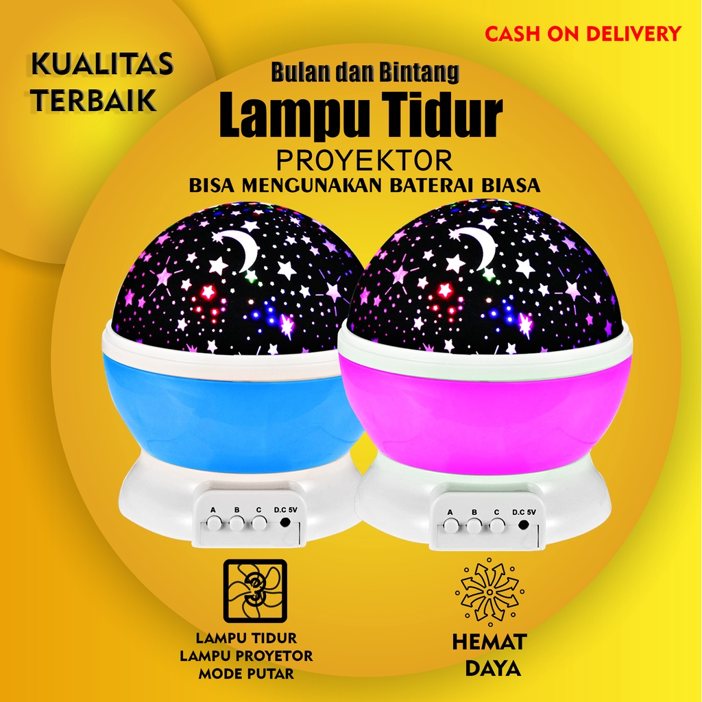 Lampu Tidur Proyektor Star and Moon Unik Lampu Tidur Projector Bintang Unik Meja Pesta Murah