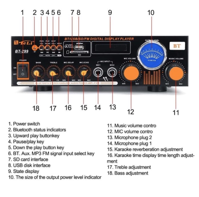 (COD) POWER AMPLIFIER FLECO BT-299 - Amplifier Fleco BT 299 Ac dan DC - Ampli Bluetooth BT-299