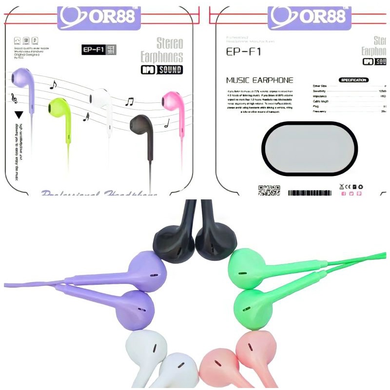 Ash shura Hea - 01 HEADSET MACARON EXTRA BASS STEREO OR88 TYPE F1 HANSFREE WARNA WARNI EARPHONE Hi Fi