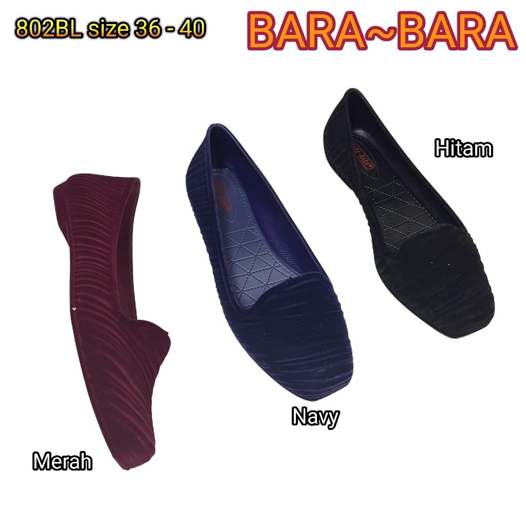 Jelly shoes bara bara bludru sepatu wanita flat shoes import barabara cewek 802bl