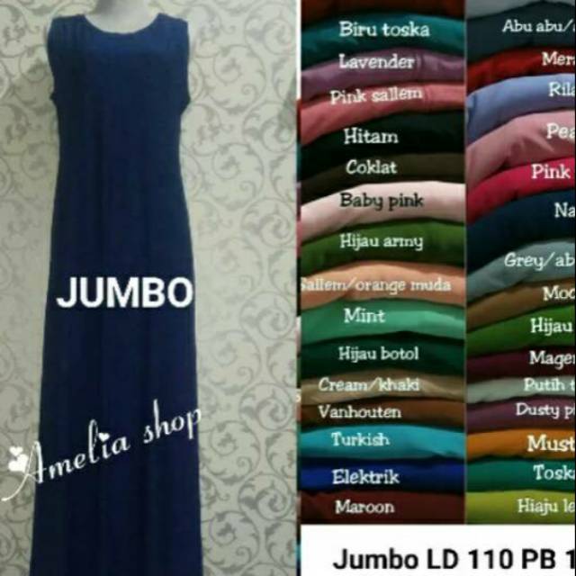 Gamis Jersey Kutung Lekbong Bigsize LD 115 cm Long 140 cm