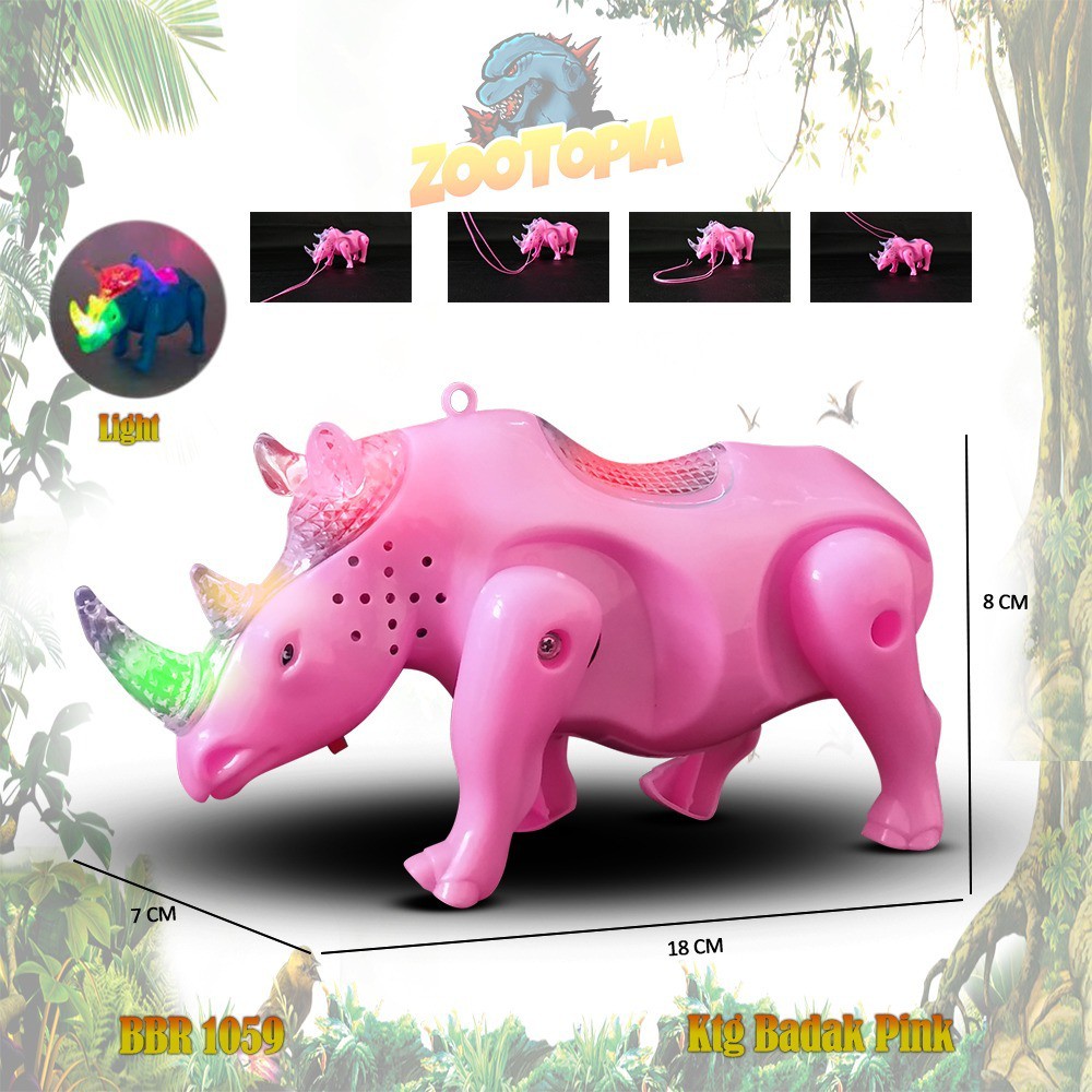 Badak Hewan Binatang Baterai Mainan Anak Bayi Edukatif Hobi Koleksi Safari ZOOTOPIA