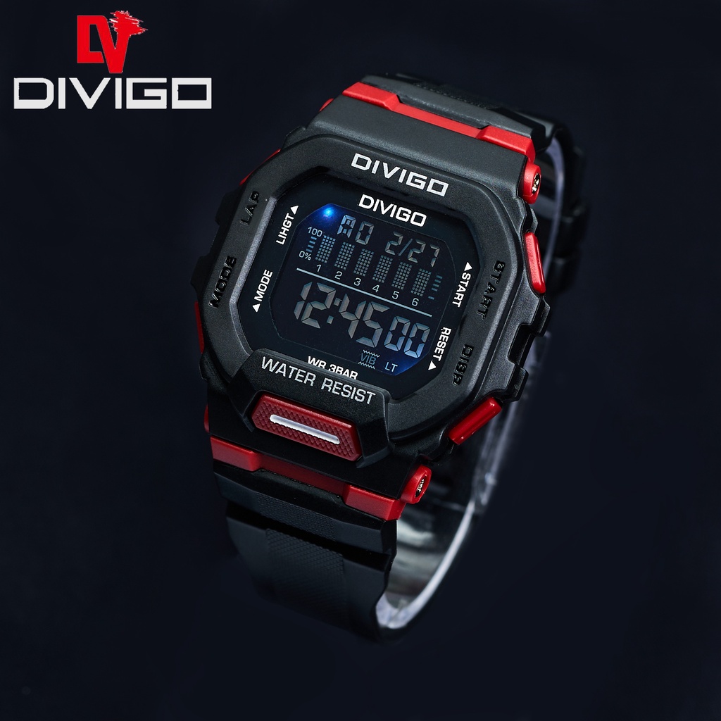 Jam Tangan Pria Digital DIVIGO DV-7209 Original Water Resistant