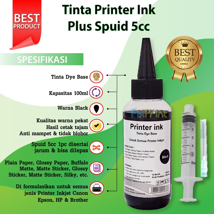 Paket Tinta CMYK + 4 Spuid Tinta 100ml Refill Cartridge XP 680 682 802 803 703 704 678 685 Spuid