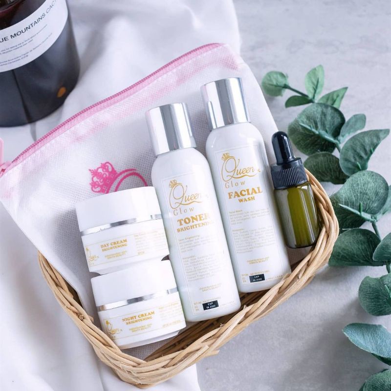 Paket pemutih wajah glowing Queen glow krim pemutih bpom aman halal