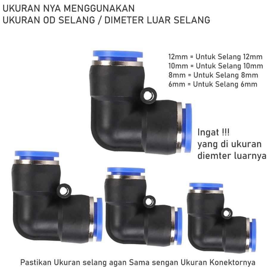 Konektor Elbow Siku L fitting Slip Lock Selang PU