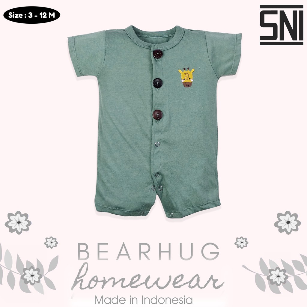 Bearhug Homewear Romper Bayi Laki-Laki Pendek HRX4 Embroidery 3-12 Bulan-2