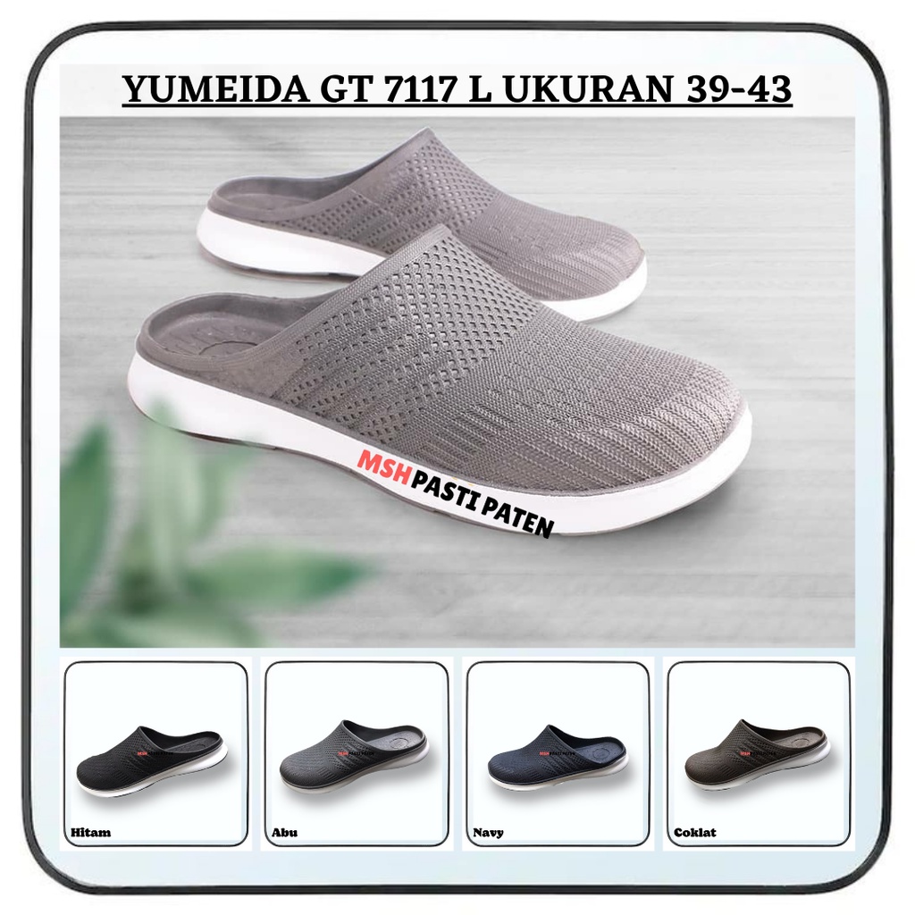 COD Sepatu sandal karet pria merk yumeida gt 9117 l ukuran 39-43 Sandal selop pria