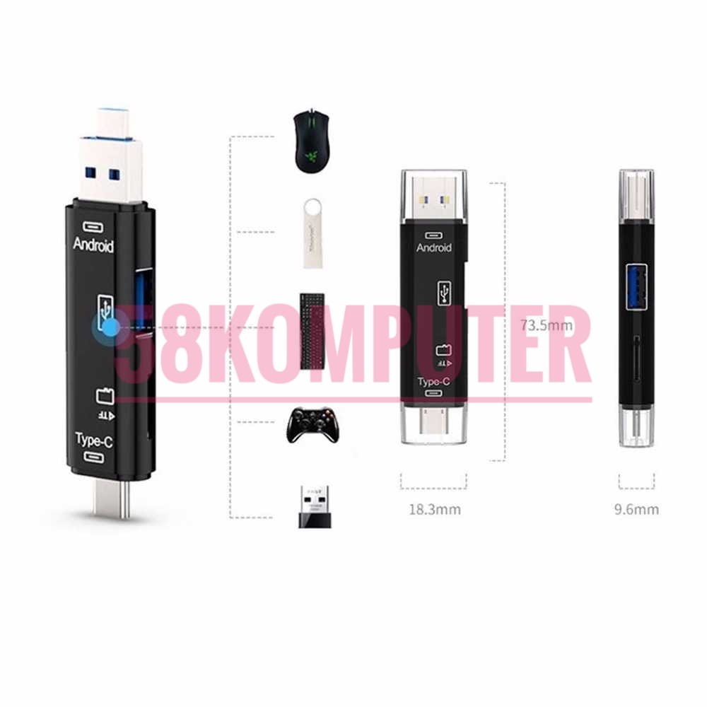 Card Reader Usb 2.0 Otg Type C Micro Usb 3 IN 1 OTG Combo hitam