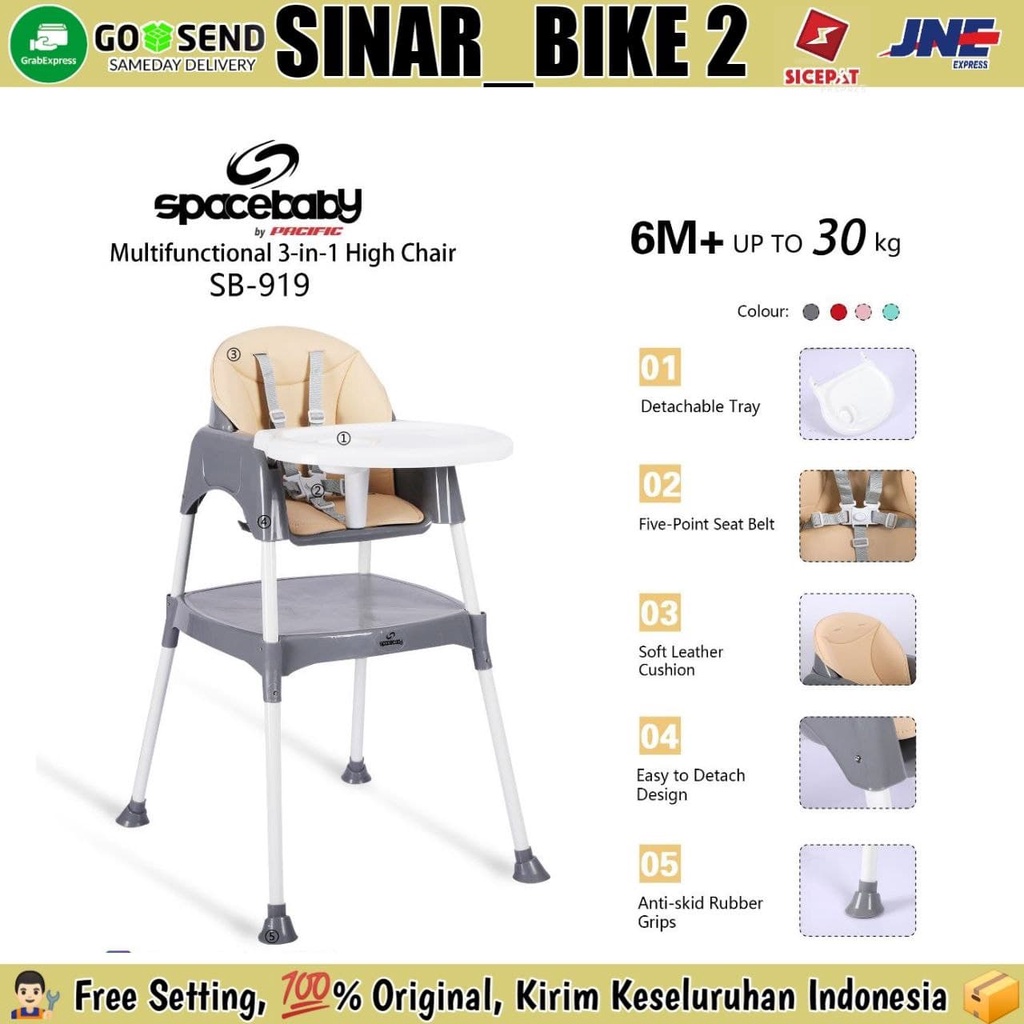 Baby High Chair SPACEBABY SB 919 Kursi Makan Bayi Multifungsi 3 IN 1