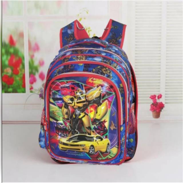 Tas Ransel Sekolah Anak SD 3D EMBOSS TIMBUL Karakter Cars Transformer Tayo Little Pony Bumblebee LOL