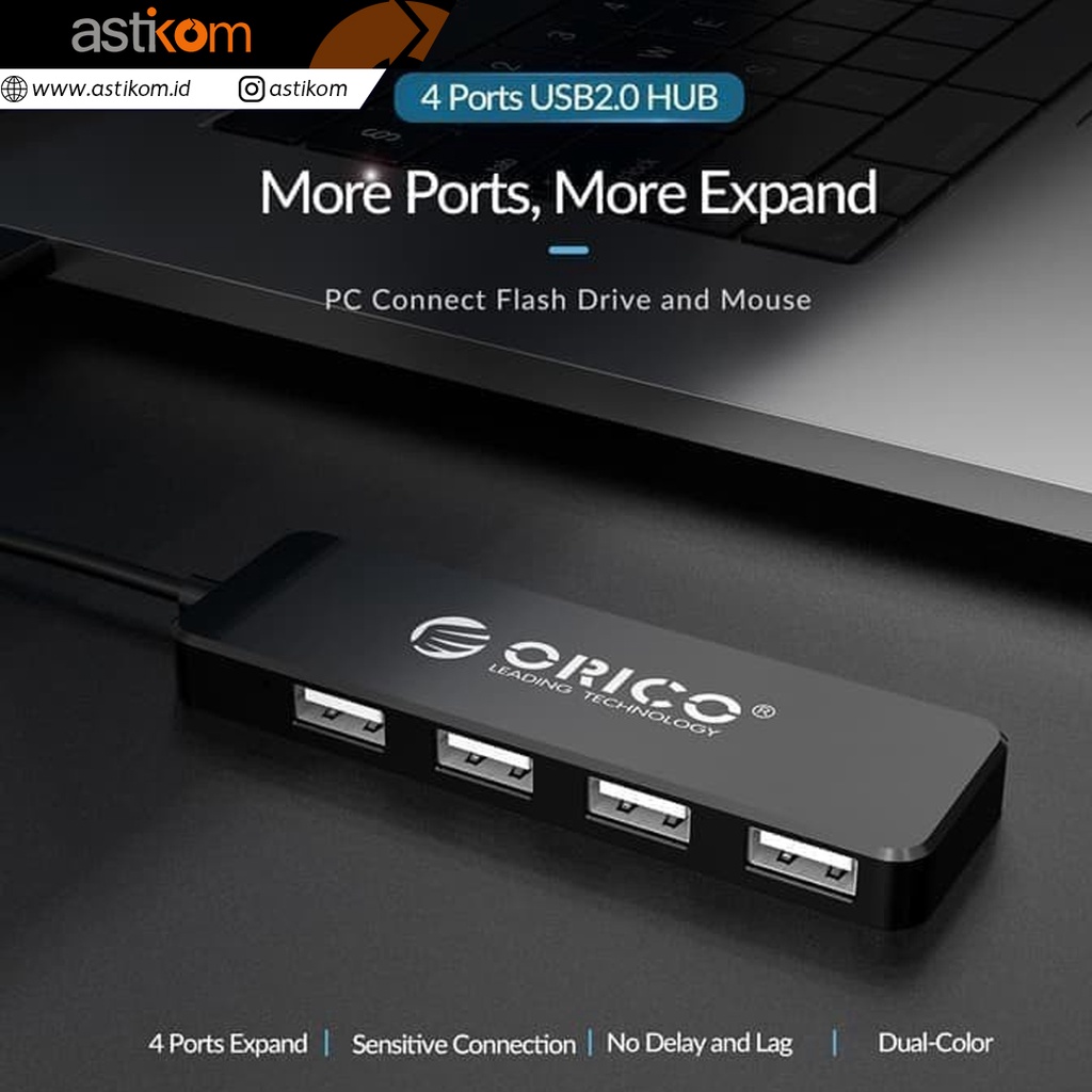 ORICO FL01 USB HUB 2.0 4 PORT USB Black 30cm