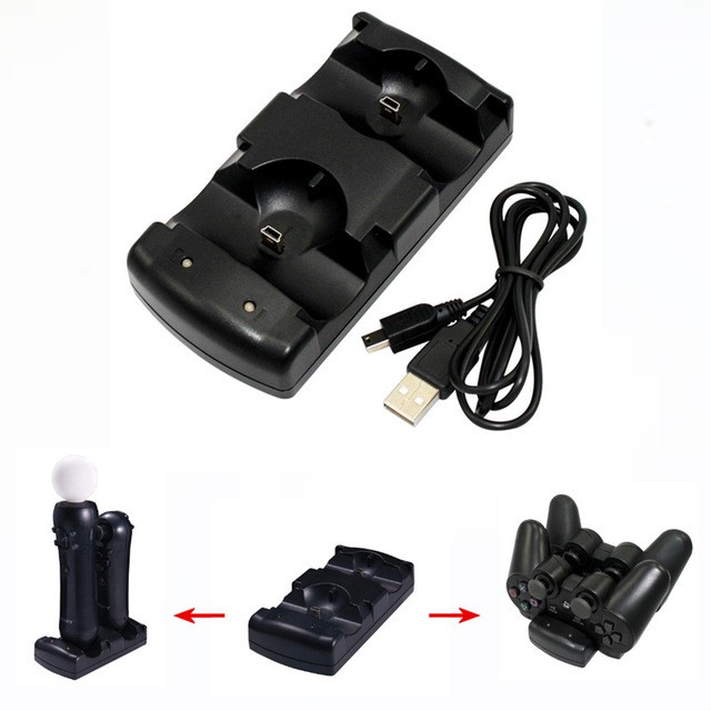 CHARGING DOCK / DUAL CHARGING STATION 2IN1 USB CHARGER STAND DOCK FOR PS3 MOVE &amp; STICK CONTROLLER