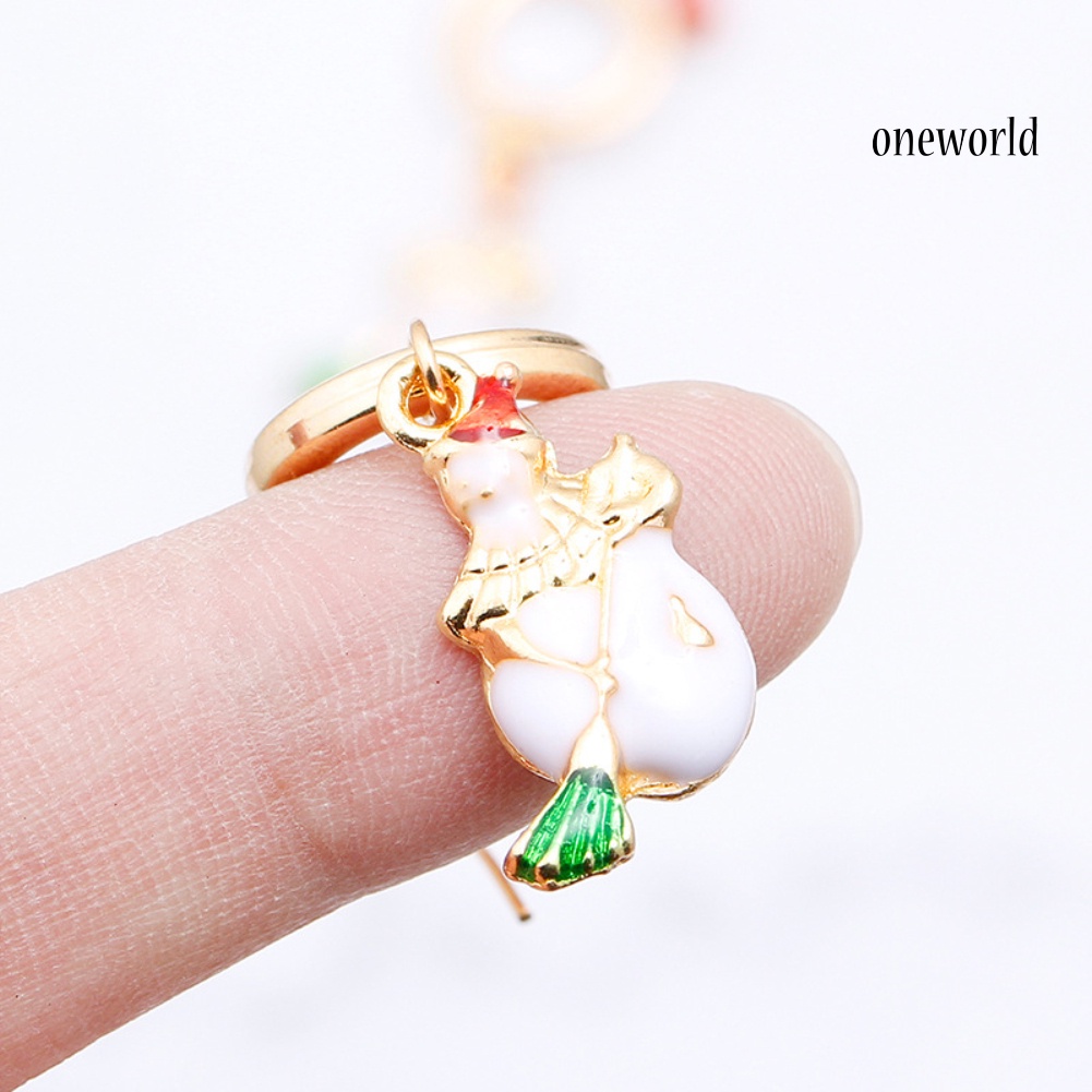 OW@ Women Enamel Christmas Santa Claus Tree Deer Dangle Hook Earrings Xmas Gift