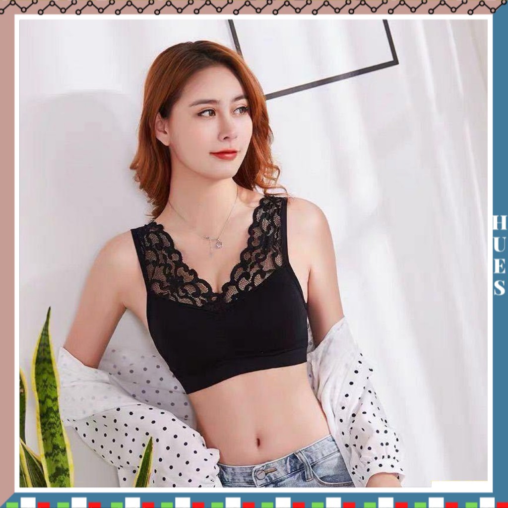 HUES.ID Bra Wanita Tanpa Kawat Bahan Halus Pakaian Dalam bralette Elastis dengan Busa 1021