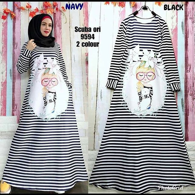 (SCUBA) GLASES DRESS | Gamis Casual Warna Polos Linen | mala LS1