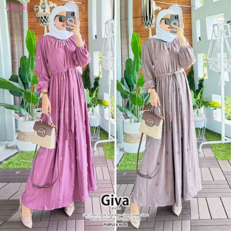 GIVA MIDI DRESS GAMIS POLOS POLKA ORIGINAL BY ALILA