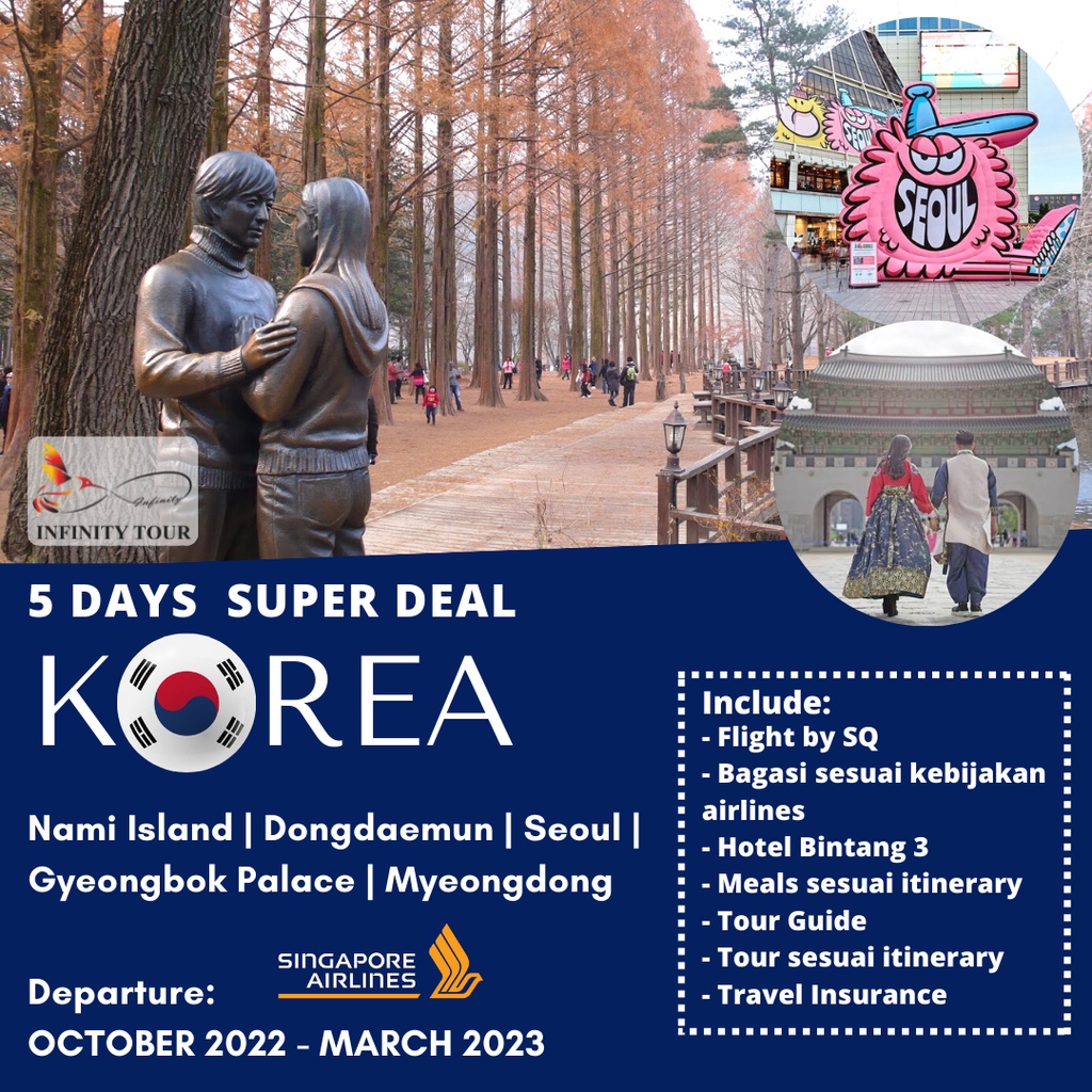 Jual 5D SUPER DEAL Korea Tour + Nami Island Paket Tour Korea Paket