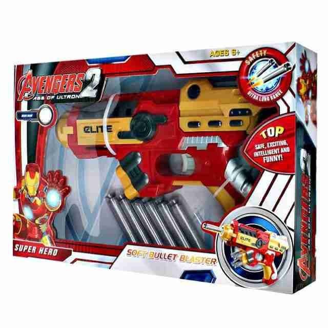 MAINAN ANAK SOFT BULLET BLASTER SENAPAN PISTOL NERF GUN IRONMAN BIG BY AGEN MAINAN - AM 0097