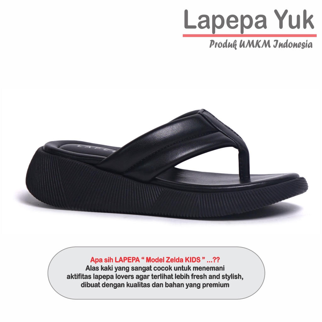 LAPEPA YUK - Sandal Platform Anak Perempuan Usia 2 sampai 10 Tahun ZELDA KIDS ALL COLOR Sendal Anak cewek Wedges Wanita Empuk Model Jepit Japit Warna Hitam Lucu Cantik cewe Slop Usia Umur 3 4 5 6 7 8 9 thn Tahun Premium Ori Original Mall Official Store