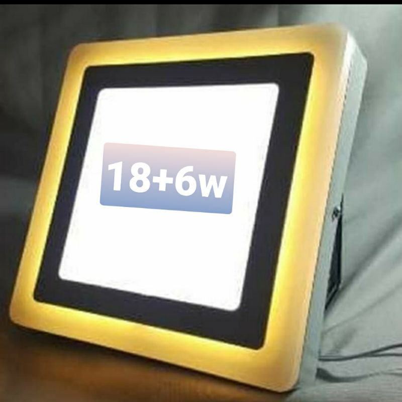 Led panel outbow 2 warna KOTAK 18Watt (18+6W) . Lampu downlight tempel plavon OB 2 warna putih kuning