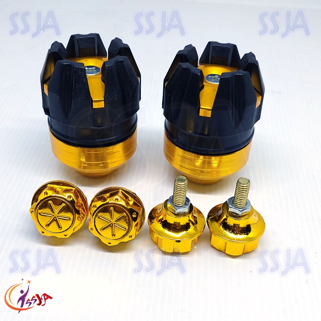 PAKET PROMO Jalu As Roda Depan Naga CNC Model Bulat - Universal Size Besar PLUS 4 pcs jalu spakbor flower