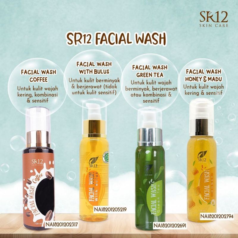 SABUN MUKA SR12 FACIAL WASH BULUS COFFEE GREEN TEA MADU Wajah Berminyak Berjerawat Kering BPOM BLILA