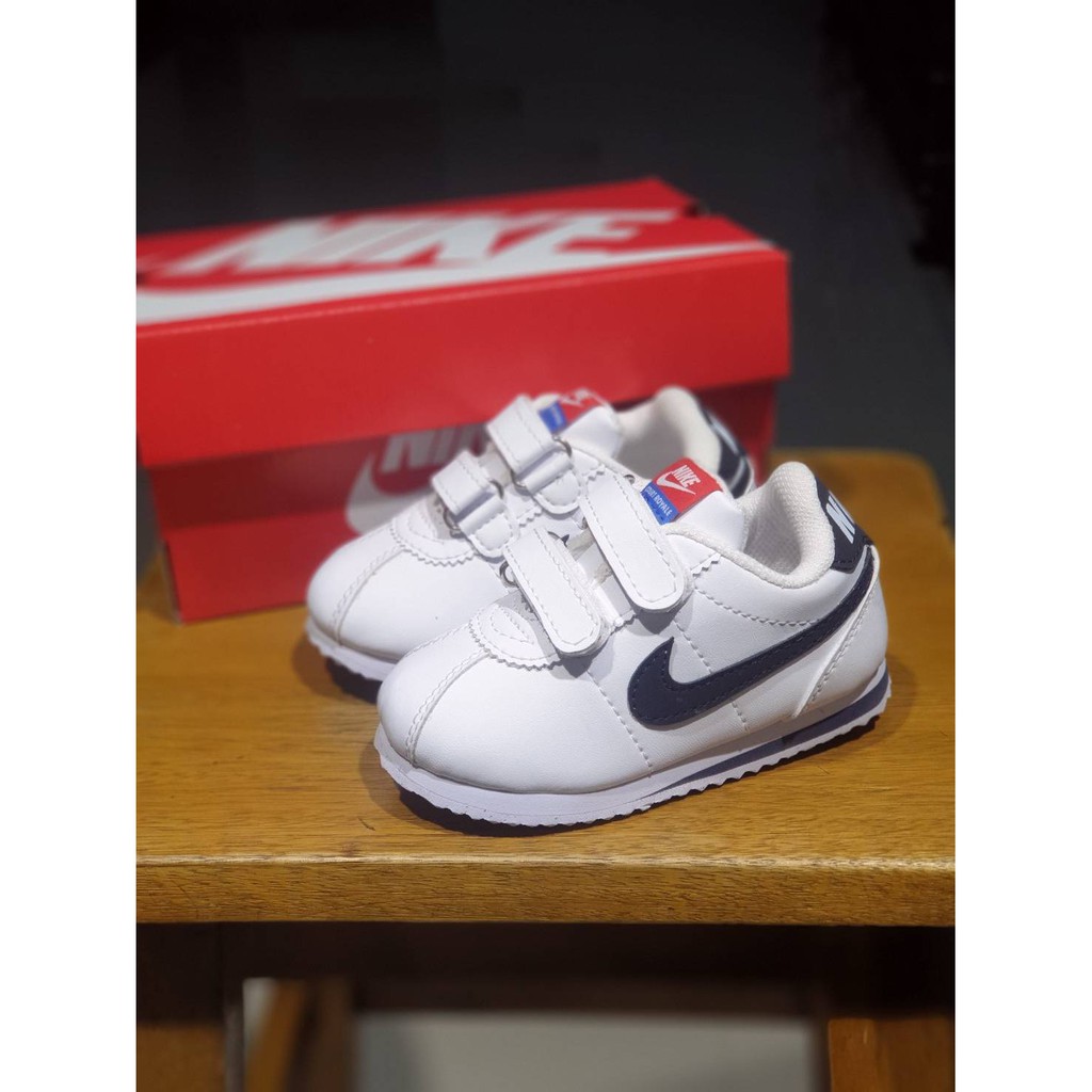 sepatu sneakers anak kids nike cortez putih navy velcro perekat prepetan cewek cowok boy girl 16-35