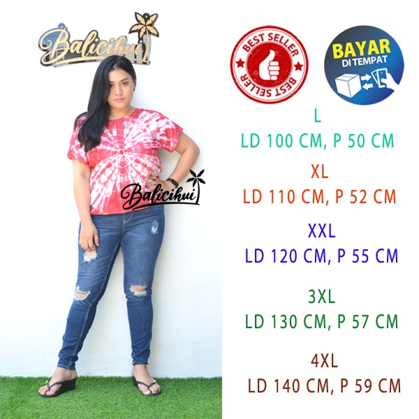 Balicihui Kaos Pelangi Atasan Tiedye Baju Tidur Pelangi Plus Size Big Size Baju Santai wanita