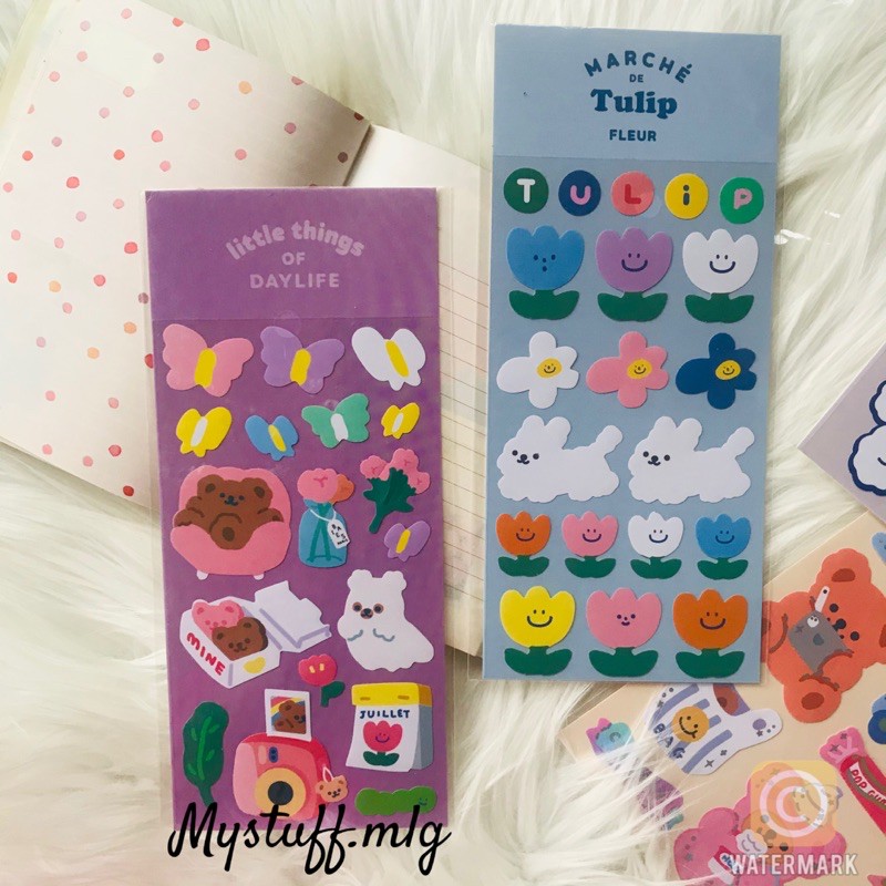 

STICKER SHEET TULIP BEAR DIY BULLET JOURNAL