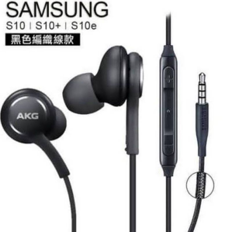 HF HEADSET SAMSUNG S10+ ORIGINAL 100% PACKING WARNA HITAM