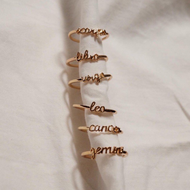 Ark.co - CINCIN Astrological / zodiac huruf letter ring