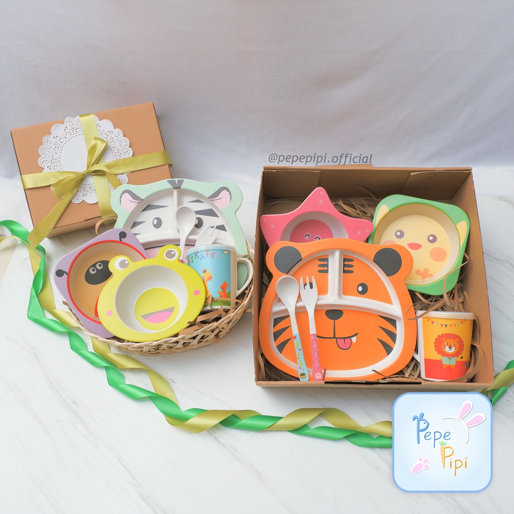 Parcel Lebaran Alat makan + Box Cantik keranjang Bingkisan Kado Gift Anak Hampers Set sendok garpuh mangkok piring gelas mug cangkir